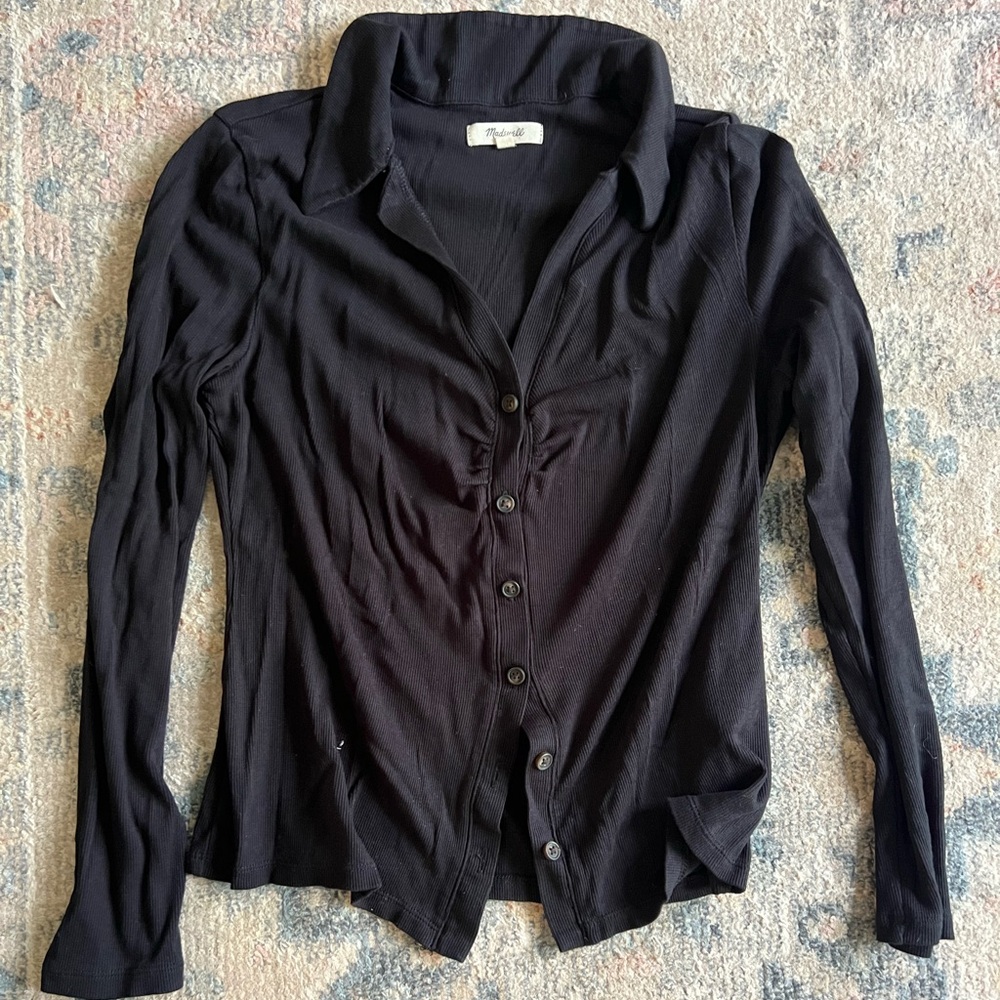 Madewell knit v-neck button-up top